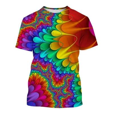Sommer Vintage Bunte Abstrakte 3D Druck T-Shirts Streetwear Männer Übergroße O-Ausschnitt Kurzarm Kleidung