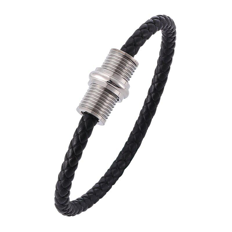 Fashion Round Rope Male Female Leather Bracelet Charm 4 color Magnetic Clasp Bracelets&Bangles Jewelry Gifts
