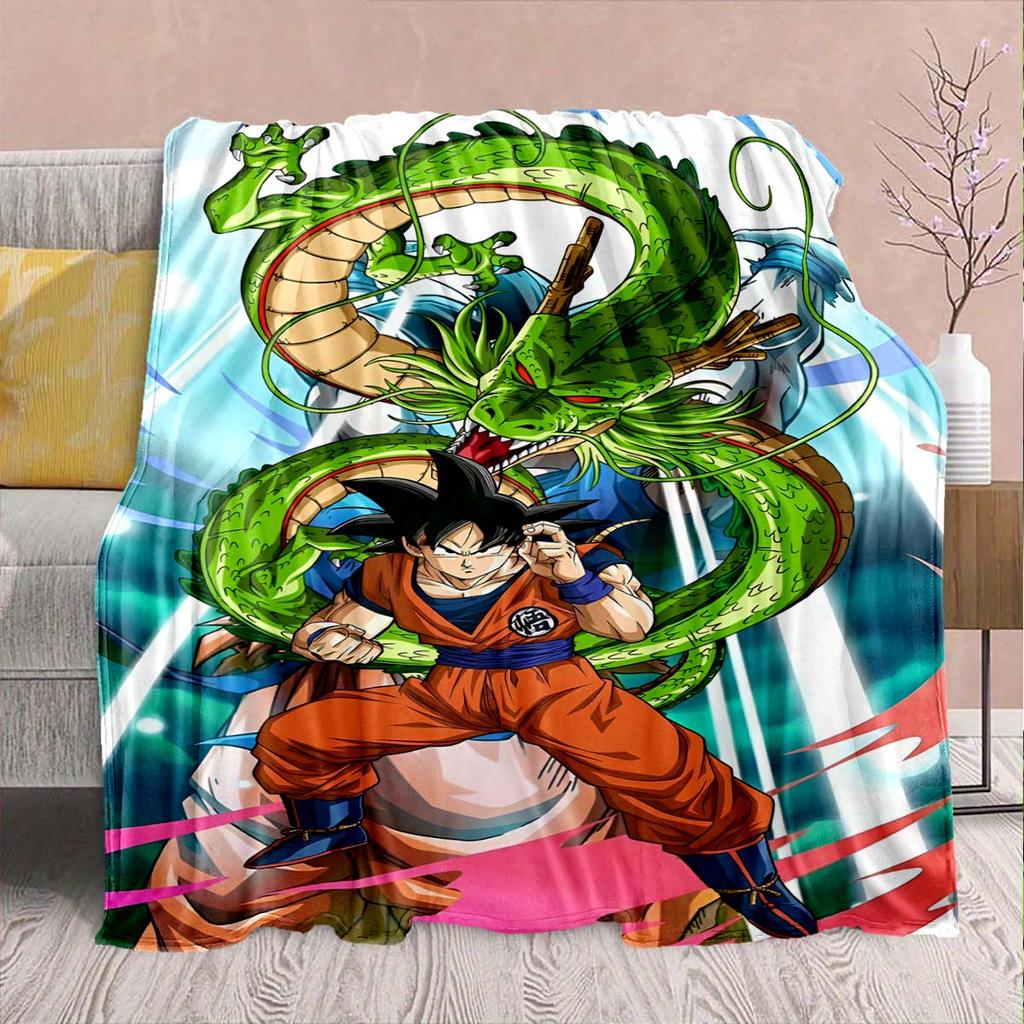 Dragon Ball Anime Flannel Blanket - Soft Warm Perfect for Sofa, Bedding Camping Travel Office Home Decor -QJY