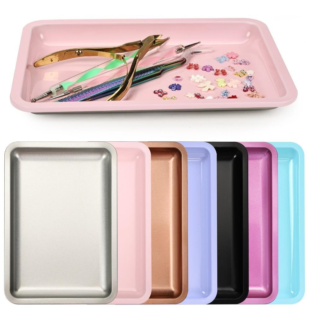 Nail Art Cosmetic Storage Tray Stainless Steel False Nails Dish New Manicure Plate