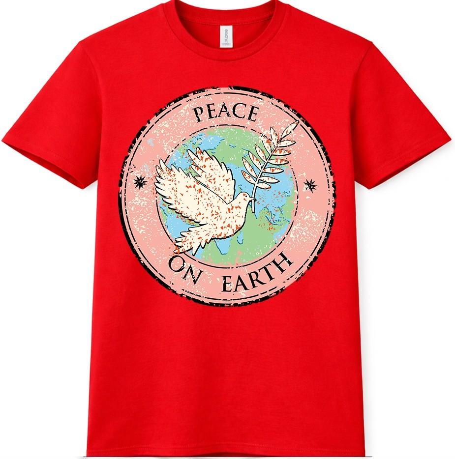 Peace On Earth TShirt Dove Olive Branch Globe Graphic Inspirational Tee S