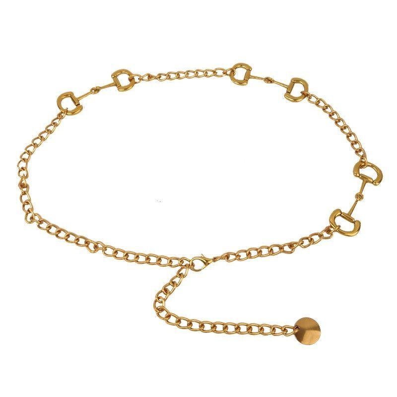 Horsebit Metal Chain Belt Lock Pendant Waist Golden Chain for Body Dress Mini Fashion Woman Decorative Dress Accessories