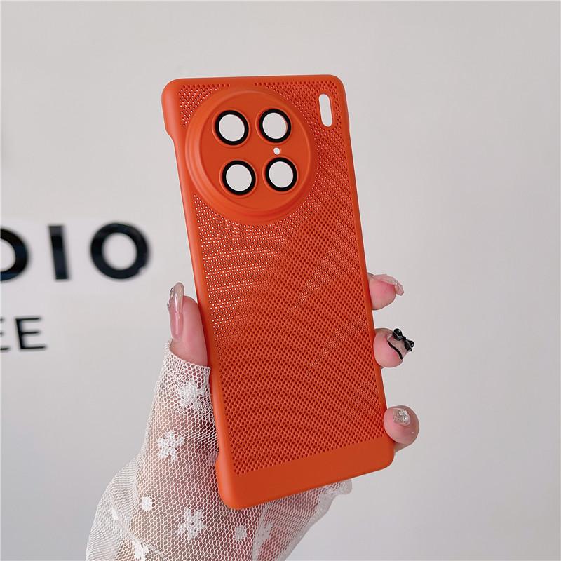 Frameless Heat Dissipation Case With Lens Film For Vivo X90 X90s X80 Pro Plus Breathable Cooling Grid Hard PC Cover Back Shell Protector