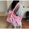 Canvas Bag Women's Large Capacity 2025 New Autumn Versatile Shoulder Bag Bow Casual Student Commuter Tote Bag