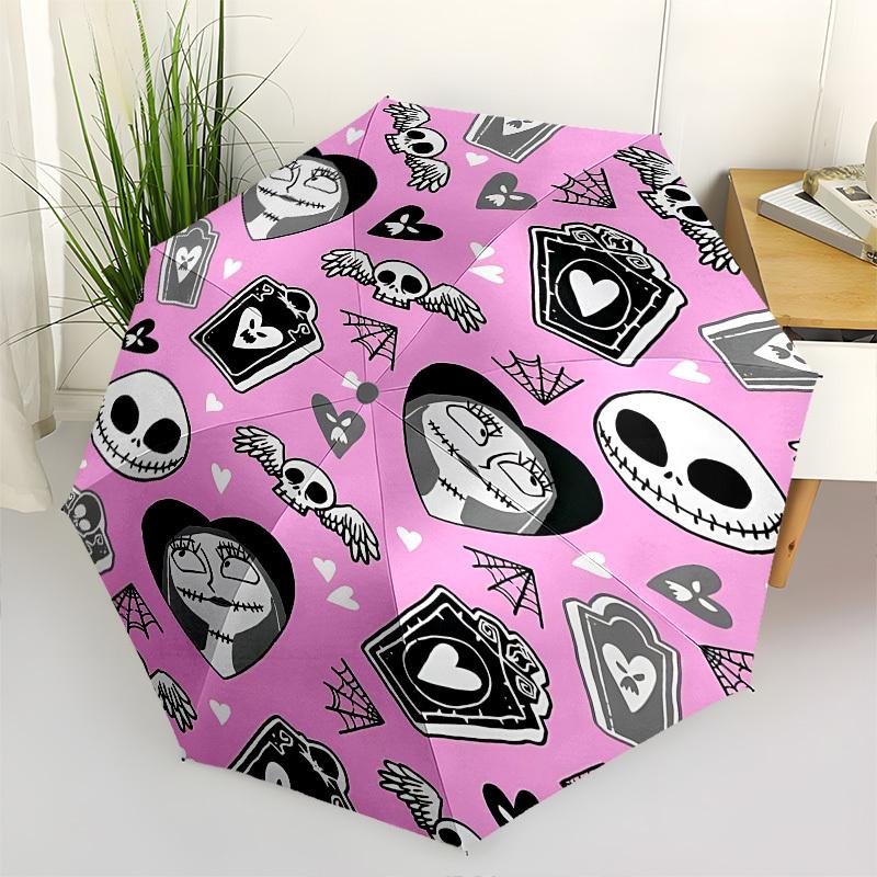 

Nightmare Before Christmas Themed Automatic Opening and Closing Umbrella, Brightly Colored 8-rib Portable Umbrella, Suitable for Men and Women, A Perf
