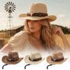 Summer Western Cowboy Hat Wide Brim Beach Panama Hat Casual Straw Cap