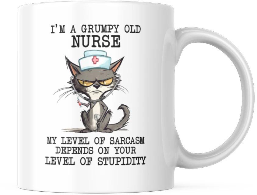 Funny Grumpy Old Nurse Mug mug Jokes Cursing Cat Coffee Mugs Funny For Her XXXXL