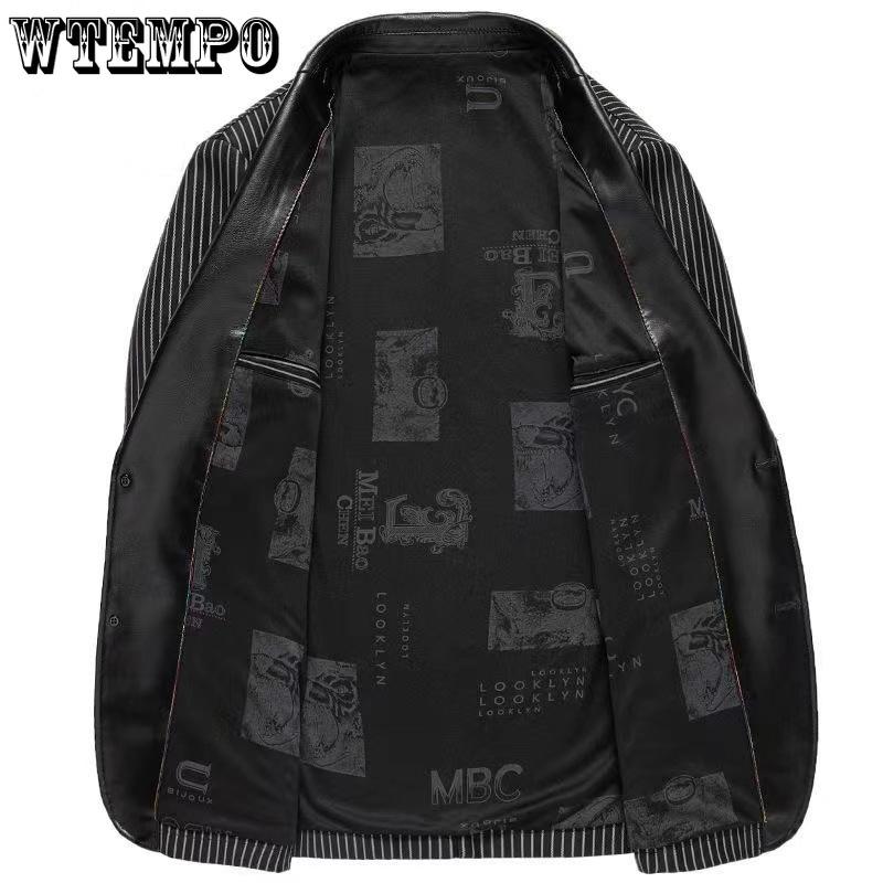 Genuine Leather Leather Jacket Men's Jackets In Young Men's Business Casual Leather Suit Striped High-grade Fall Leather Jacket