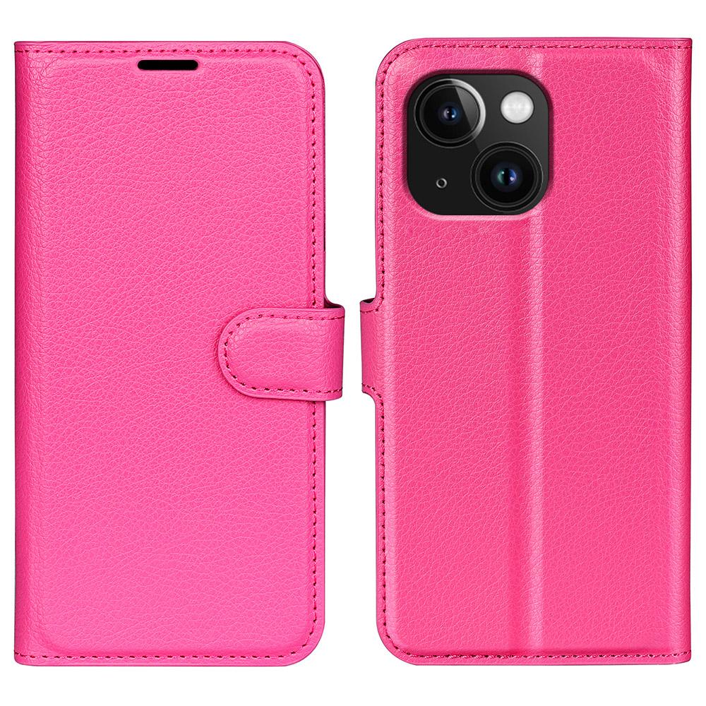 For iPhone 15 Plus Wallet Case Litchi Texture Shockproof Leather Flip Stand Phone Cover