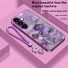Vergoldetes florales Muster Glas Handyhülle geeignet für Samsung Galaxy S26 S25 S24 S23 S22 S21 S20FE/Ultra/Plus Anti-Drop Rückseite