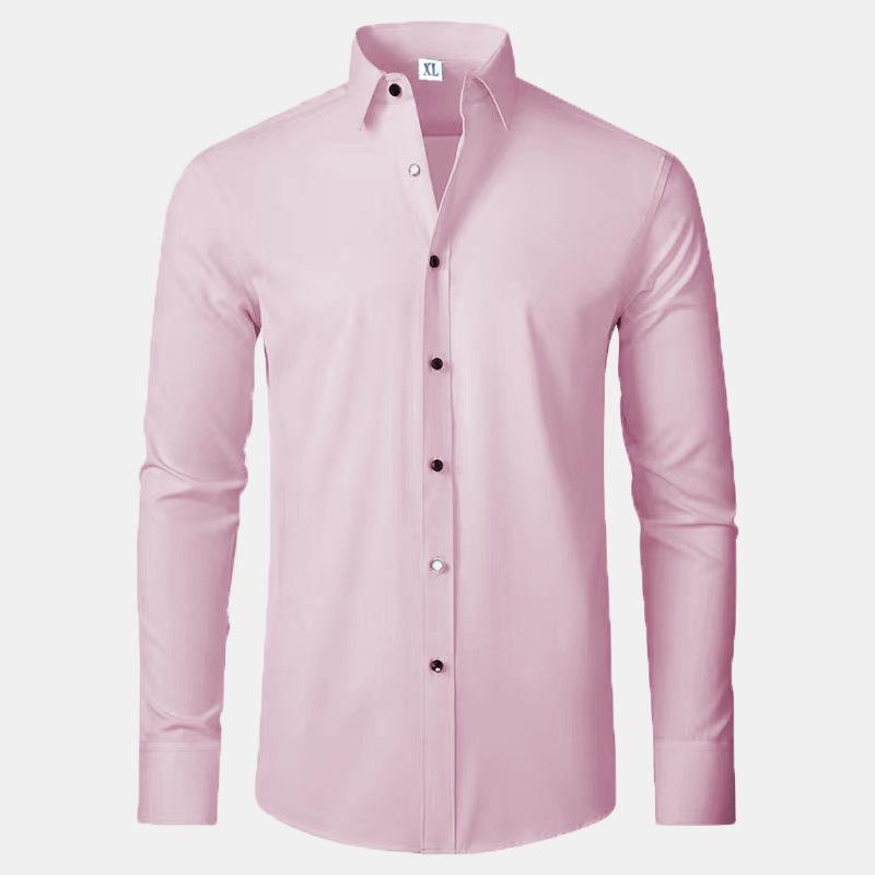 

Мужская рубашка с длинным рукавом, не требующая глажки, эластичная M розовый