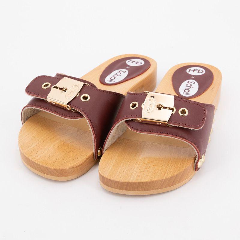 Mules cuir pescura bordeaux starlight semelle effet bois Femme SCHOLL