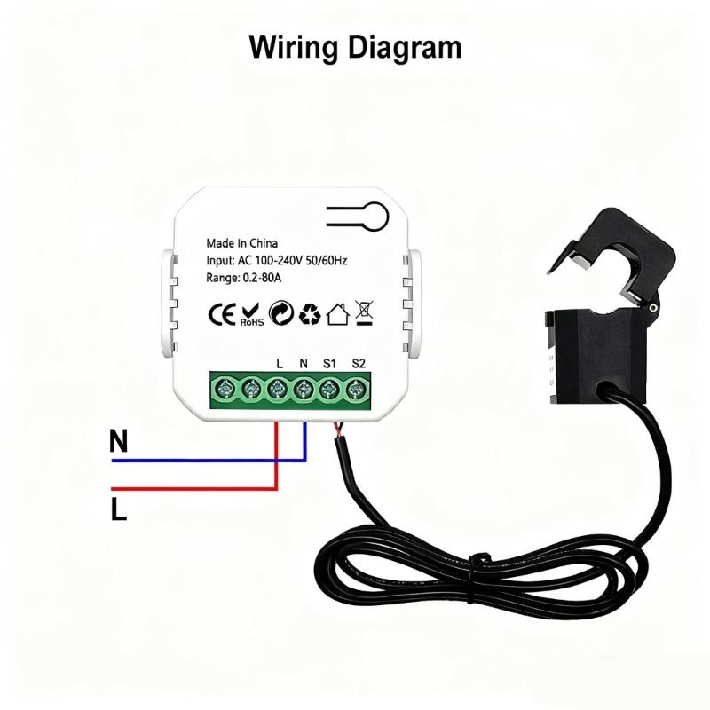 Intelligent Home Energy Monitor 80A Current Voltage Changer Clamp Power monitors Electricity Statistics Monitoring Device