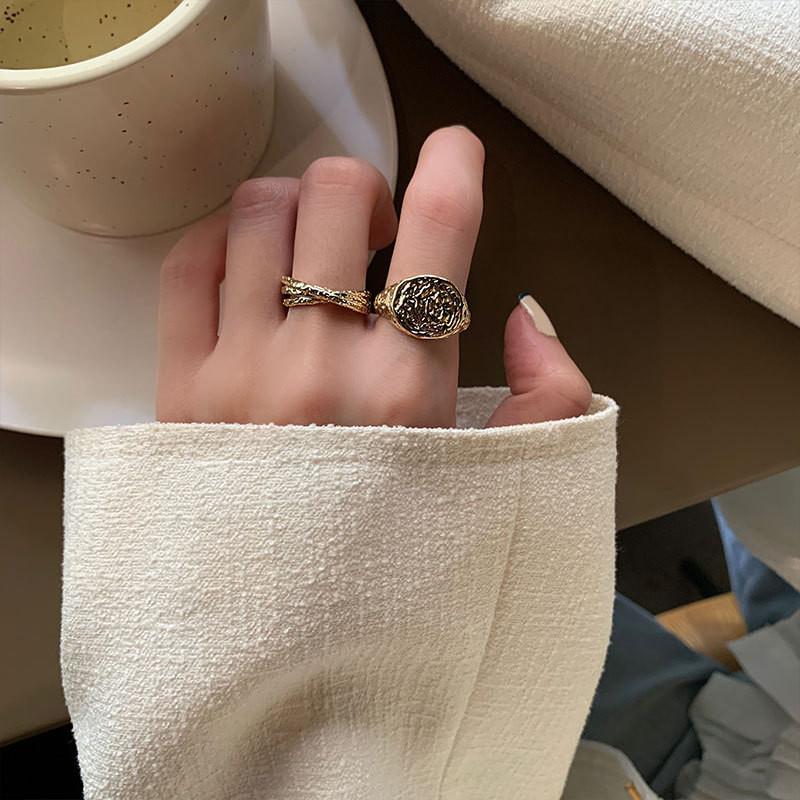 Trendy Delicate And Open Adjustable Ring With Vintage Meteorite Texture Perfect For Fashion Forward Women