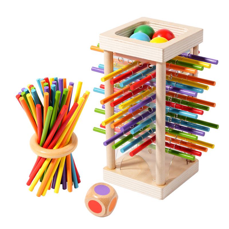 Early Education Wooden Pick-Up Sticks: 3-in-1 Color Recognition, Parent-Child Interaction, and Balance Table Game.