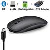 Wireless Mouse Slim Bluetooth-compatible 2.4G Computer Mice Portable Rechargeable/Battery Cordless Mouse for iPad Laptop Desktop