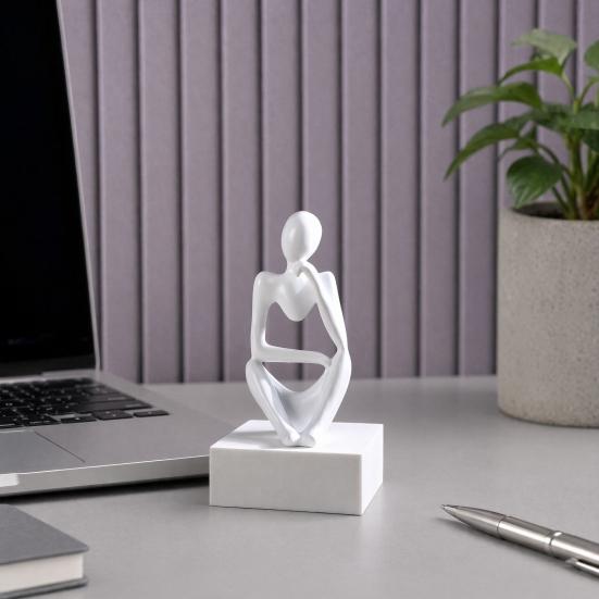 Jijijing Thinker Statue, Modern Abstract Art Sculpture, 3D Printed Collectible Figurine for Home Office Bookshelf Desktop Decor