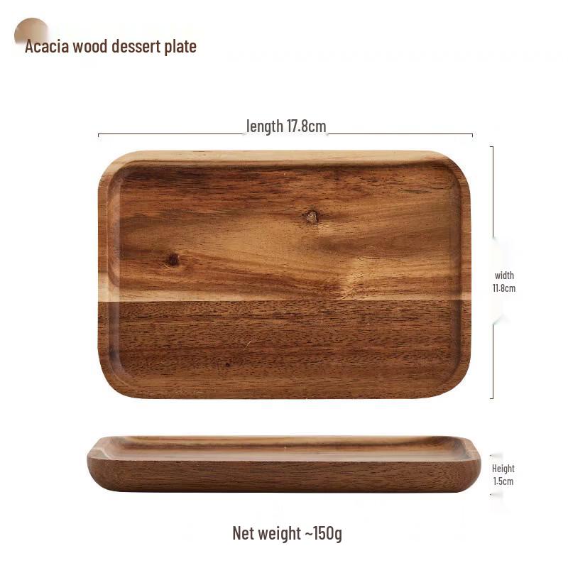 

OLOEY Acacia Wood Dessert Plate with Rope Handles (Set of 2)