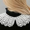 Damen Schwarze Spitze Falscher Kragen Blumenmuster mit Verzierungen, Leichter Sommer Abnehmbarer Schulter-Stil Faux-Kragen