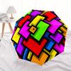 1pc Colorful Squares Automatic Opening/Closing Folding Umbrella with 108 Ribs, Plastic Handle, Windproof Portable Sunshade Umbrella Hallowee