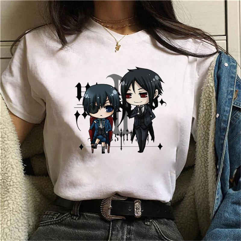Hot Anime Funny Summer T-Shirt Harajuku Black Butler Cartoon Print Fashion Short Sleeve Summer Casual T-Shirt Top