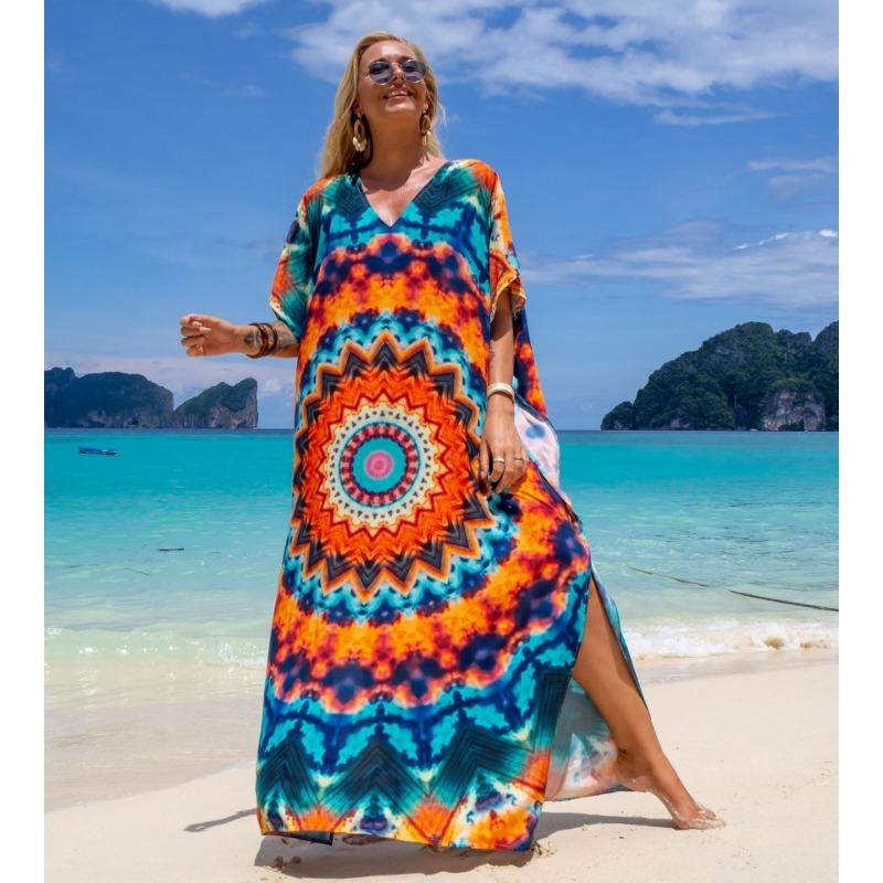 Damska Moda Lato Wiosna Panterka Rękawy 1/2 Dekolt V Luźna Talia Sukienki Casualowe