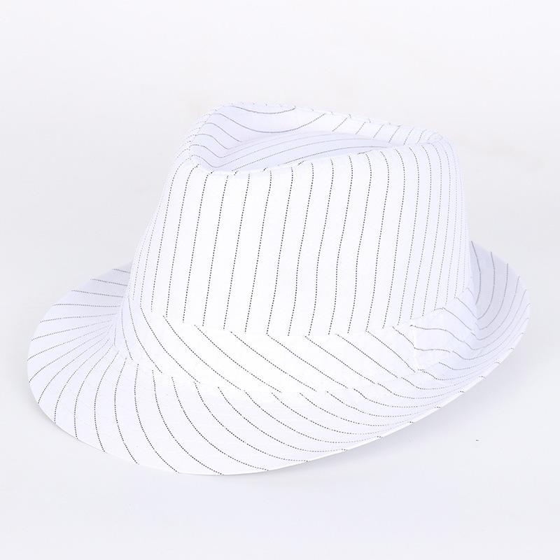 Middle-aged Men's Striped Top Hat, Solid Color Jazz Hat, Suit Material Hat, Wide Brim Design, Wide Brim Sun Hat, Large Brim.