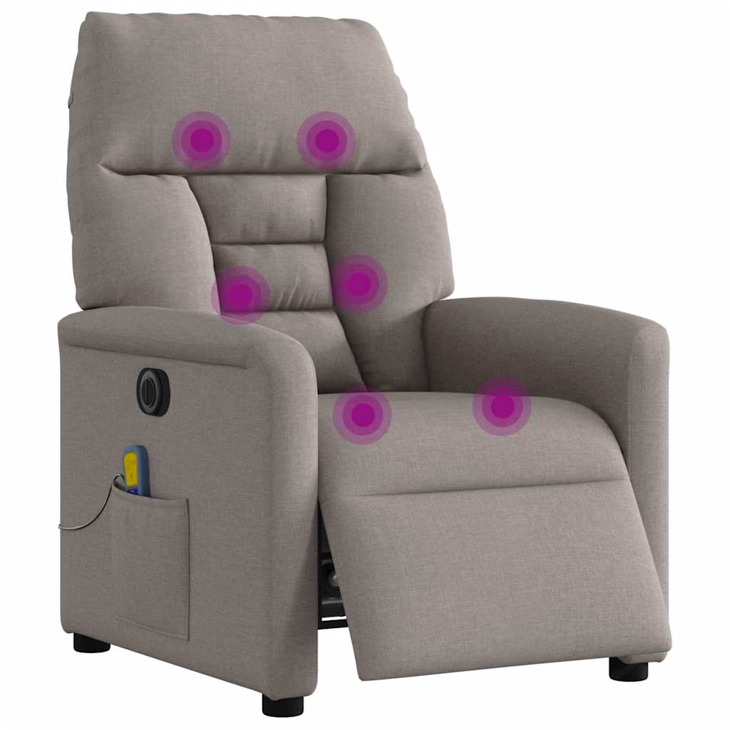 Foldable Massage Armchair, Electric, Taupe Color, Fabric
