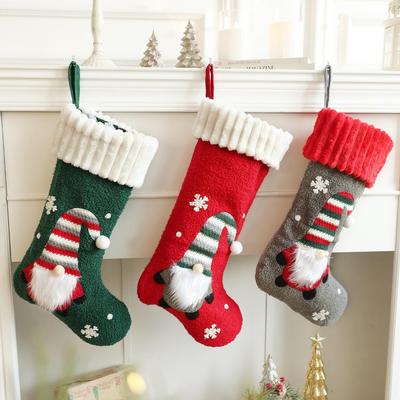 Plush Christmas Stockings: Cartoon Santa Claus Gift Bags & Decorations
