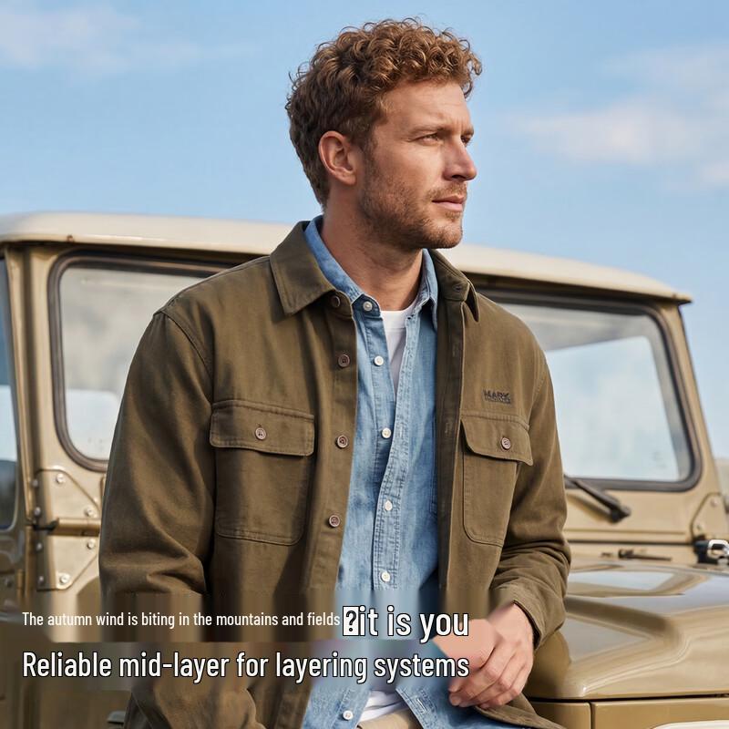 MARK FAIRWHALE Men's Loose Fit Pure Cotton Casual Shirt Jacket