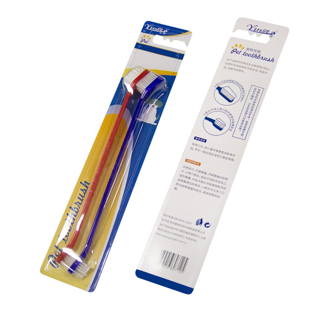 2pcs Dog Toothbrush Set Double Sided Canine Dental with Long Handles and Super Bristles