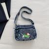 Cartoon Embroidered Denim Bag Women's Shoulder Crossbody Bag