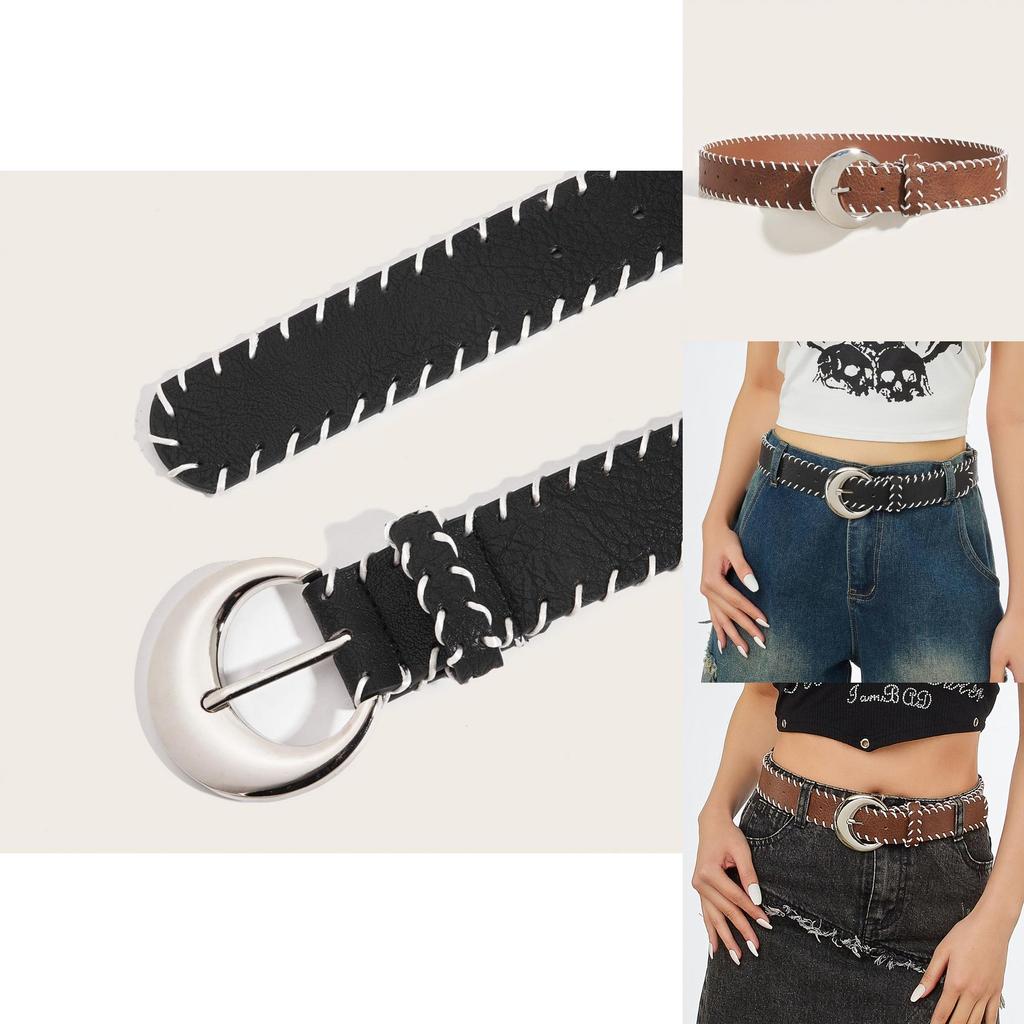 Slim Fit Pu Leather Belt For Women With Pin Closure And Unique Rope Pattern For Trendy Looks