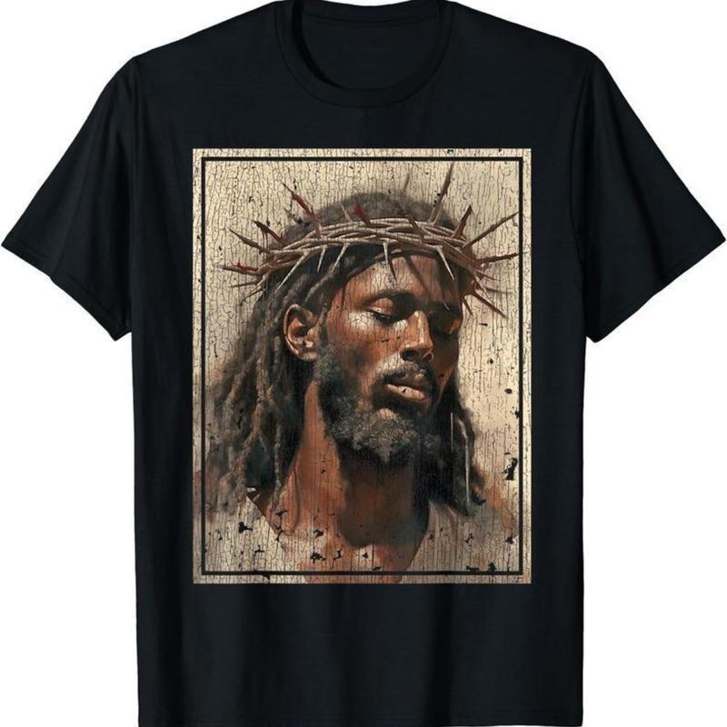 Black Jesus Shirt Face Of Jesus Cross With Crown Of Thorns Shirt shirt Unisex Unisex T-Shirt XL