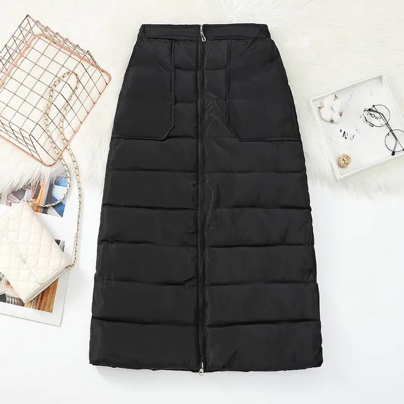 Down Cotton Skirt Women Autumn Winter New High Waist Medium Length Thickened Cotton Short Skirt