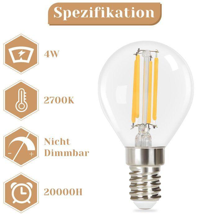 Ampoule LED E14 - NETTLIFE - G45 - 2700K (Blanc chaud) - 4W - Lot de 6