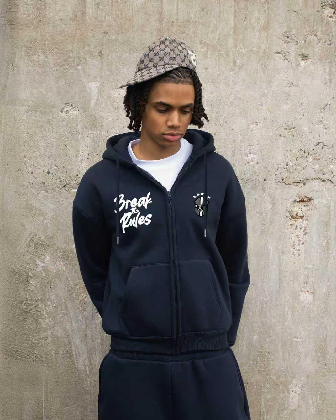 2025 European Unisex Hooded Casual Sports Zipper Cardigan for Autumn/Winter L