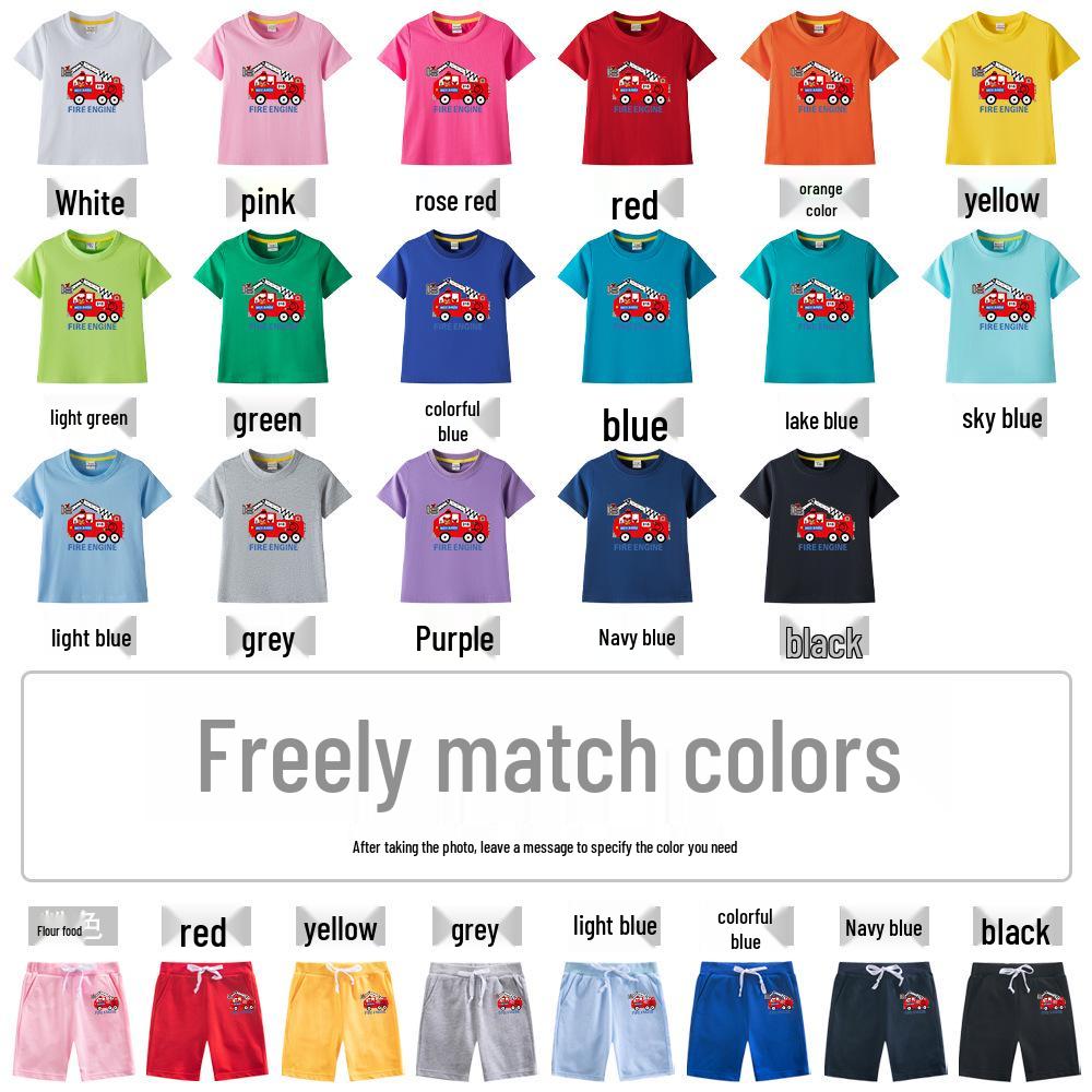 Boys' Summer 2023 Loose Short-Sleeve Shorts Two-Piece Set for Kids