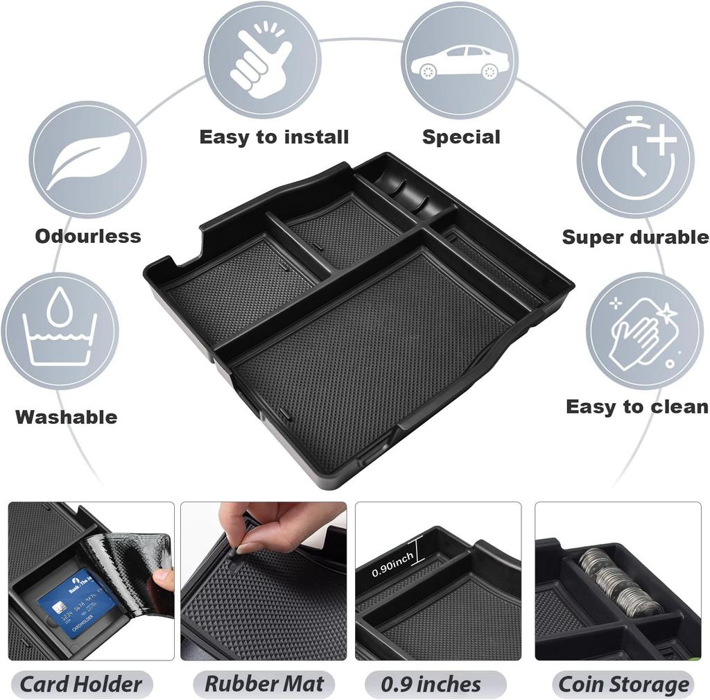 Jump Seat Front Center Console Organizer Ford F150 2015-2025 2025 Armrest Jump Seat Storage Box Tray Interior Car Accessories