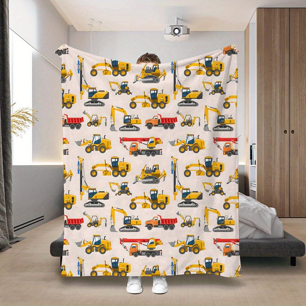 Print Blanket Flannel Blanket Trailer Excavator Engineering Car Soft Comfortable Blanket Sofa Bed Office Home Decor Gift Blanket