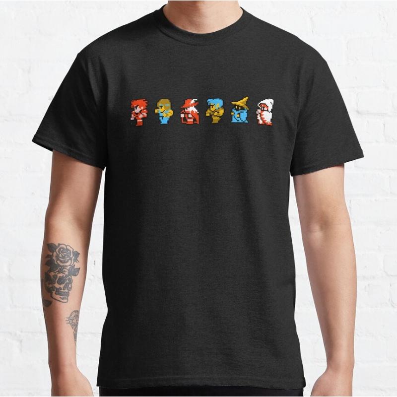 8Bit Fantasy Team Final Fantasy Gift t shirt for RPG gamer 100 cotton tee Mens Short Sleeve Graphic Clothes All size tops S