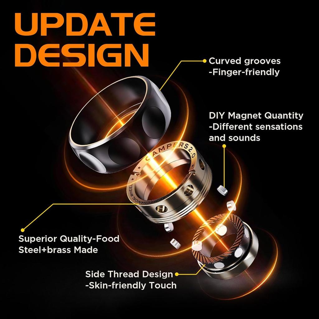 Fidget Spinner for Stress Relief, DIY Magnetic Fidget Ring with Engaging Sounds, EDC Stainless Steel Toys, Perfect for Work, Study, Waiting Etc.