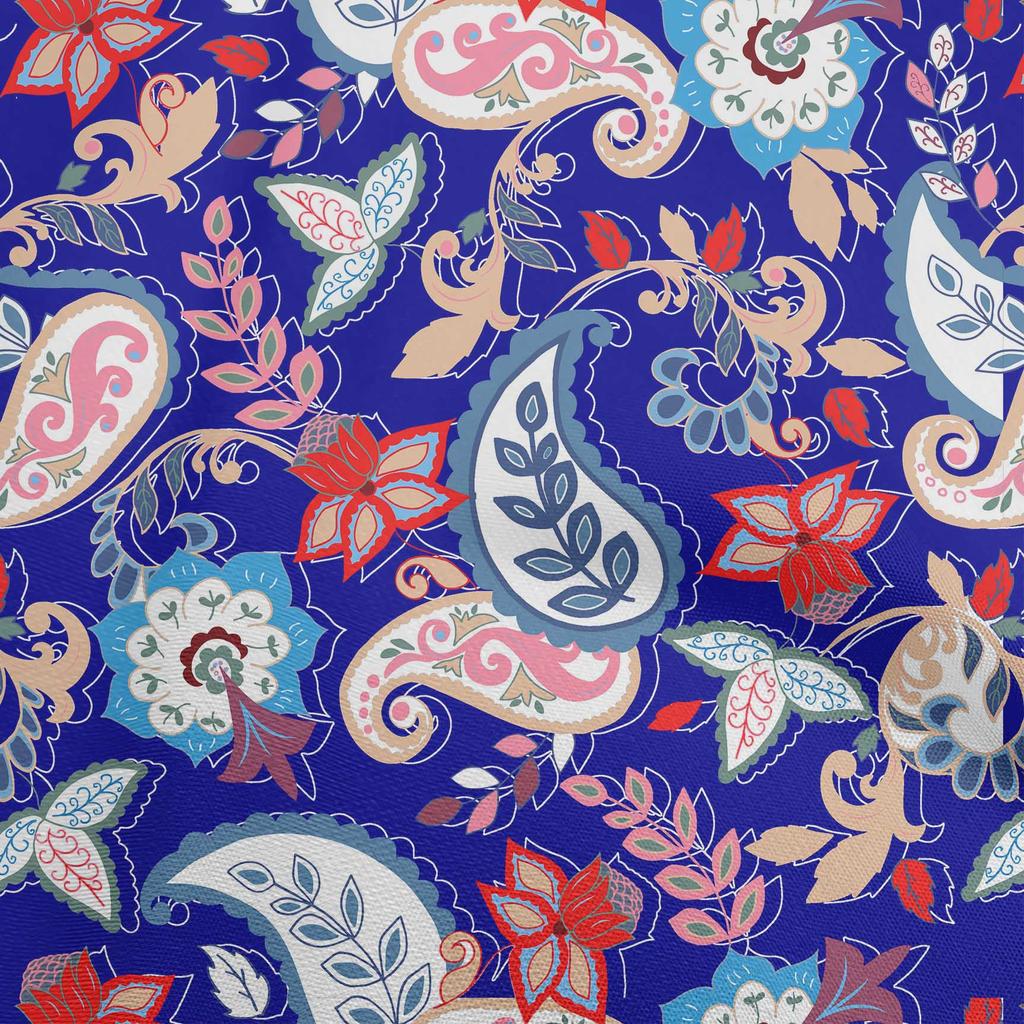 oneOone Cotton Flex Bluish Violet Fabric Asian Paisley Floral Quilting Supplies Print Sewing Fabric By The Yard 40 Inch