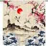 Moderne Japanische Vorhänge Glückskatze Berg Fuji Kirschblüten Traditionelles Muster Dekor Vorhänge für Schlafzimmer Wohnzimmer