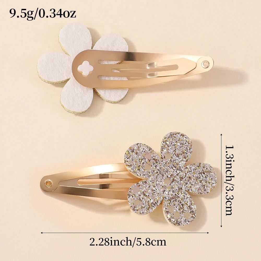 16Pcs Geometric  Hair Clip Glitter DropletColorful Gradient  Girls Children Bangs BB Alloy Hairpins Headclips Hair Accessories
