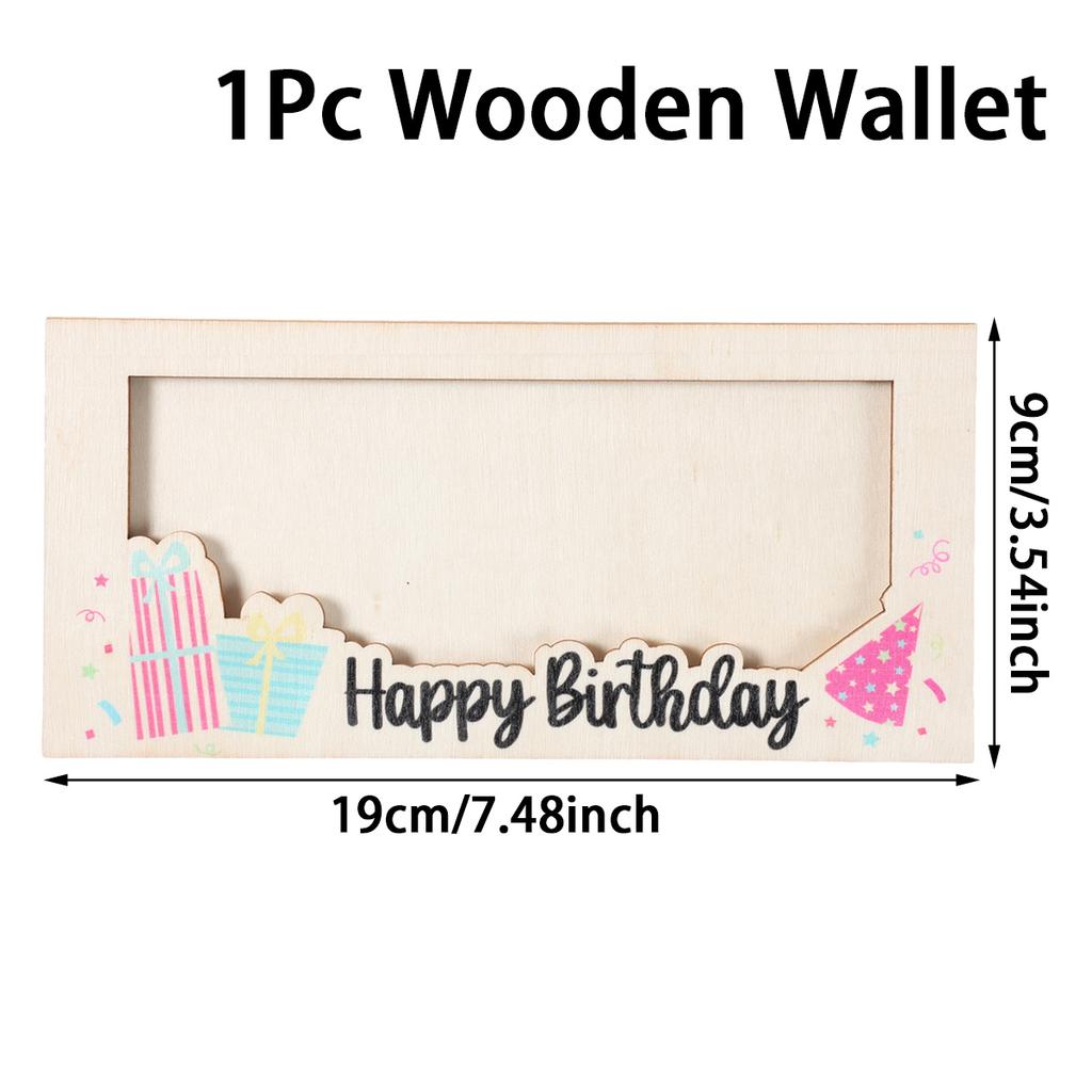 Birthday Wooden Wallet  Birthday Cash Wallet Gift Happy Birthday Party Decoration Kids Adult Birthday Party Supplies Favor