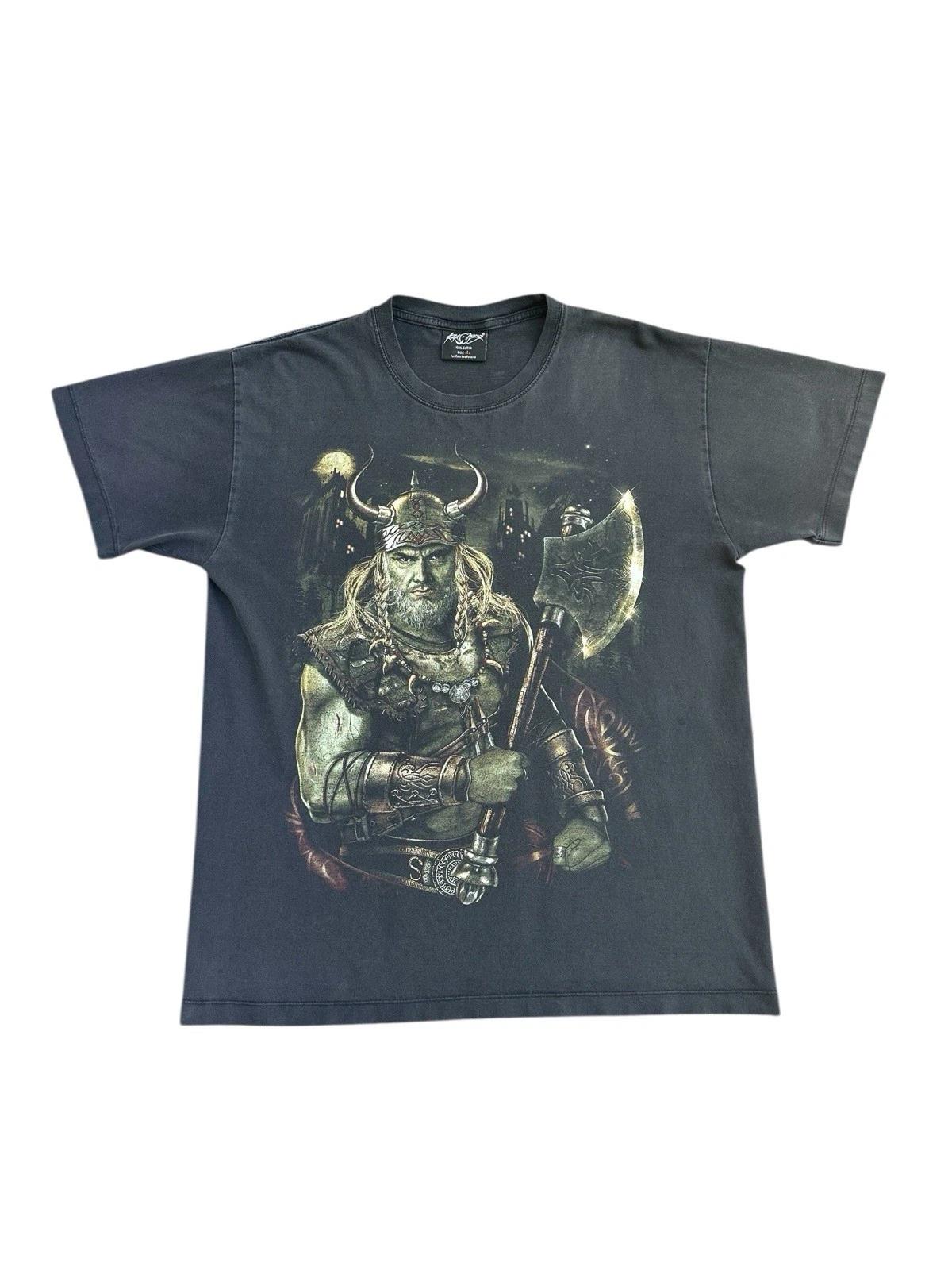 

Vintage Viking Shirt Men’s XL Double Sided Black Y2K Nordic L