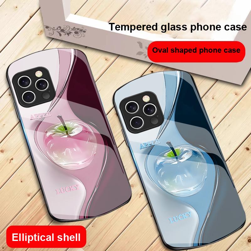 Gradient Crystal Apple For iPhone 16 15 14 13 Plus 12 mini 11 Pro Max XR Xs Max X 7 8 6 6S 2022 20 Elliptical glass phone case