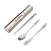 4pcs/set 304 Stainless Steel Tableware Set Portable Students Kids Cutlery Fork Spoon Chopsticks Dishwasher Safe Picnic Flatware