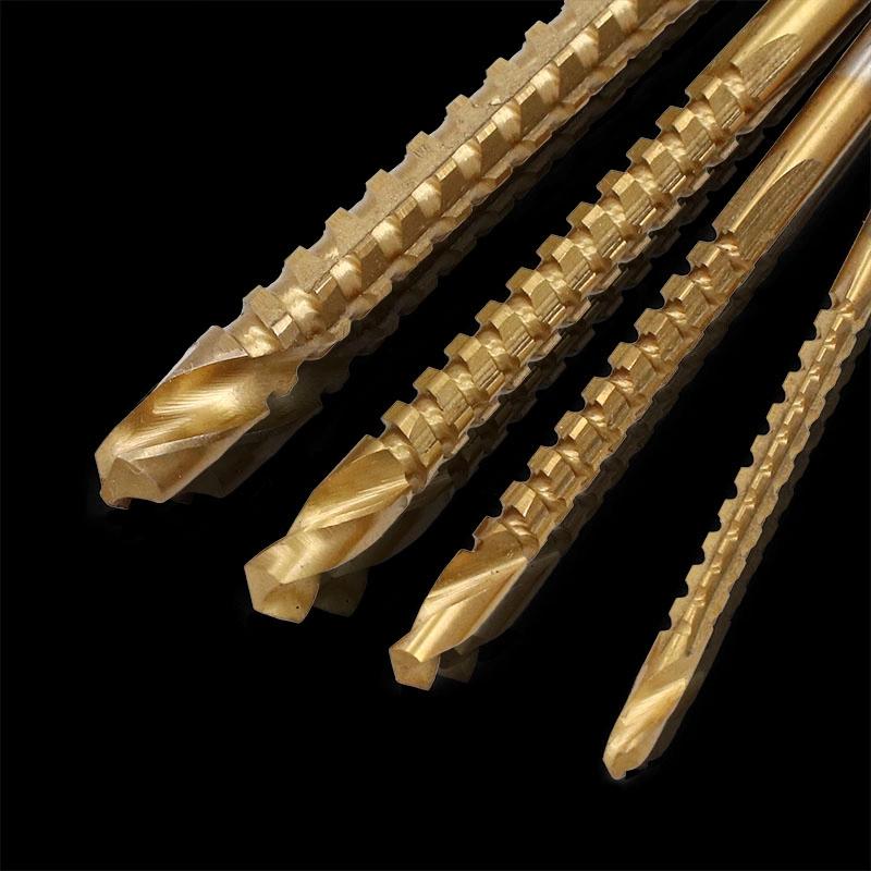 6pcs/lots 3-8mm Titanium Coated HSS Drill Bit Electric Drill Plastic Metal Hole Grooving Drill Saw Carpenter Woodworking Tools